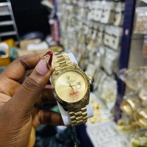 Engraved Gold Rolex plain face