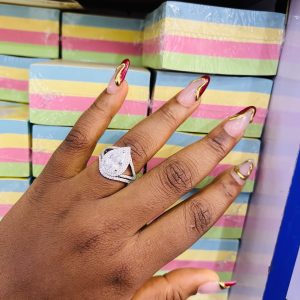 Silver almond wedding ring size 9