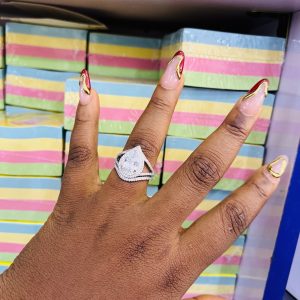 Silver almond wedding ring size 9