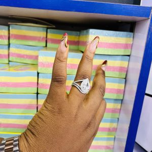 Silver almond wedding ring size 8