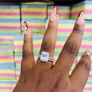 Deep cut square wedding ring size 9