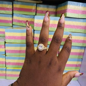 Gold Denim oval wedding ring size 8