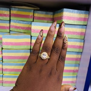 Gold Denim oval wedding ring size 10