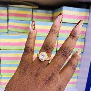 Gold Denim oval wedding ring size 9