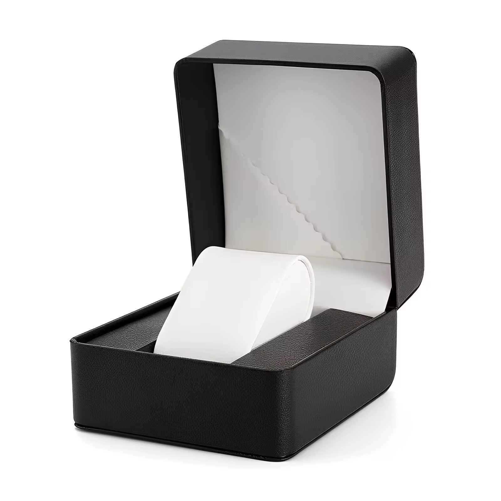 Black leather watch box