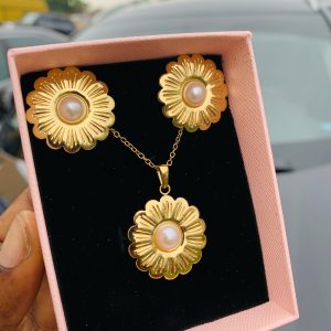 Luxury steel gold set comes in exact box 006