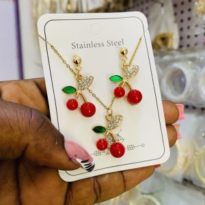 Cherry dainty necklace set 001
