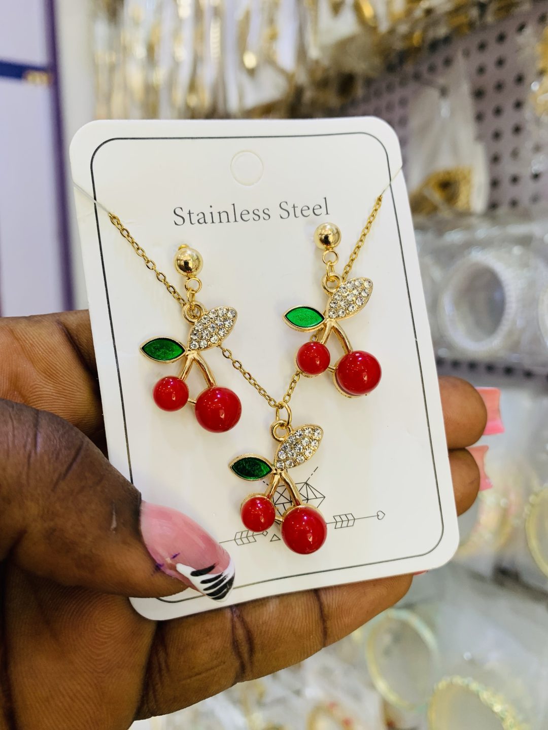 Cherry dainty necklace set 001