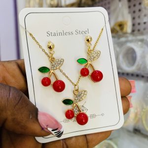 Cherry dainty necklace set 001
