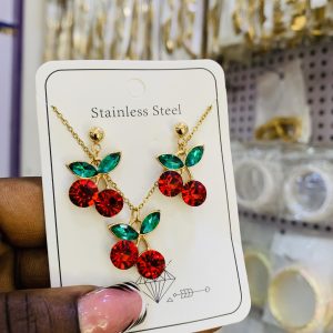Cherry dainty necklace set 002