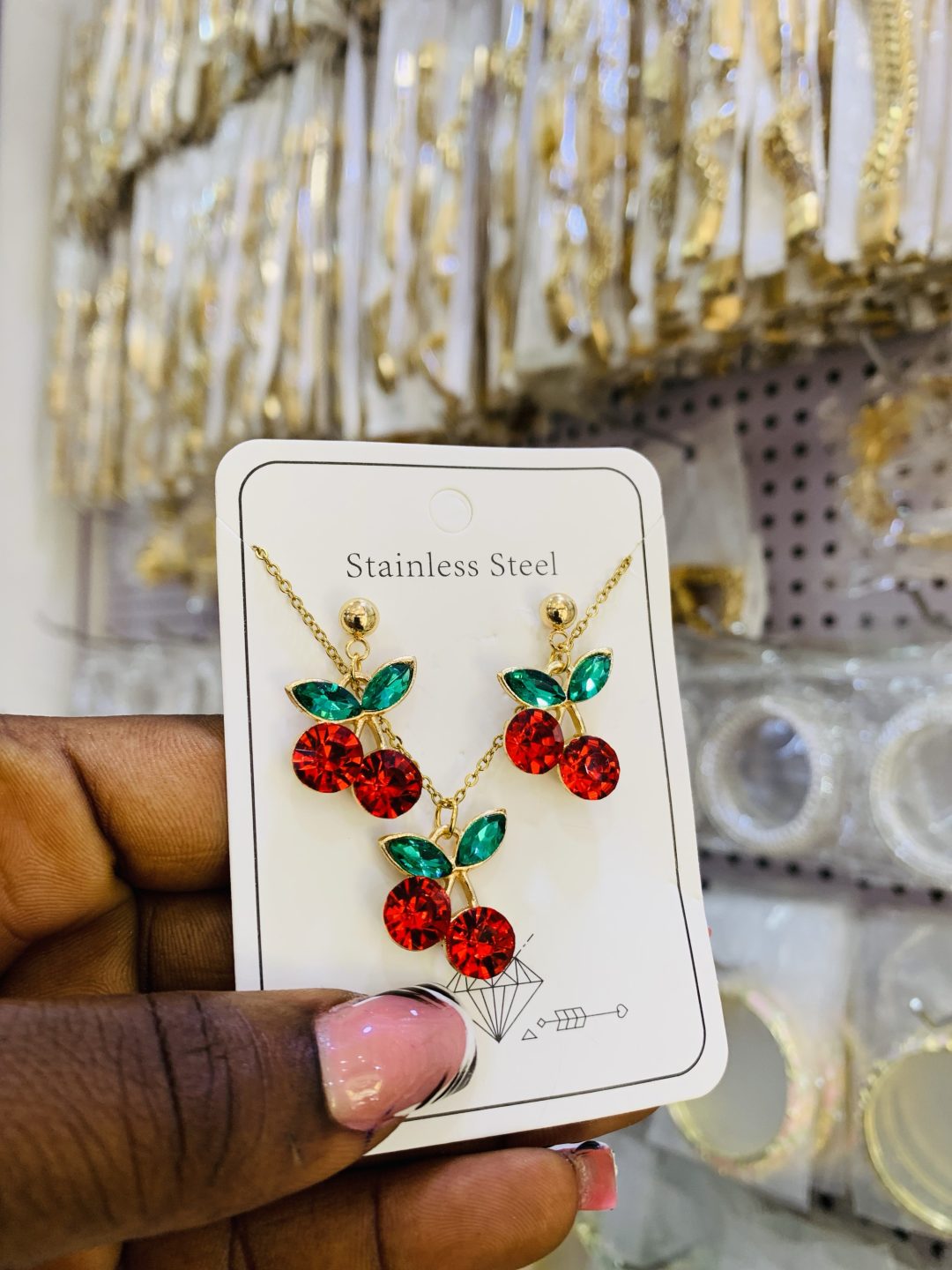 Cherry dainty necklace set 002