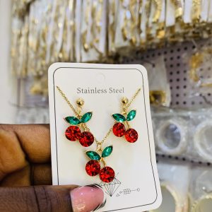 Cherry dainty necklace set 002