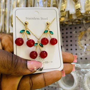 Cherry dainty necklace 003