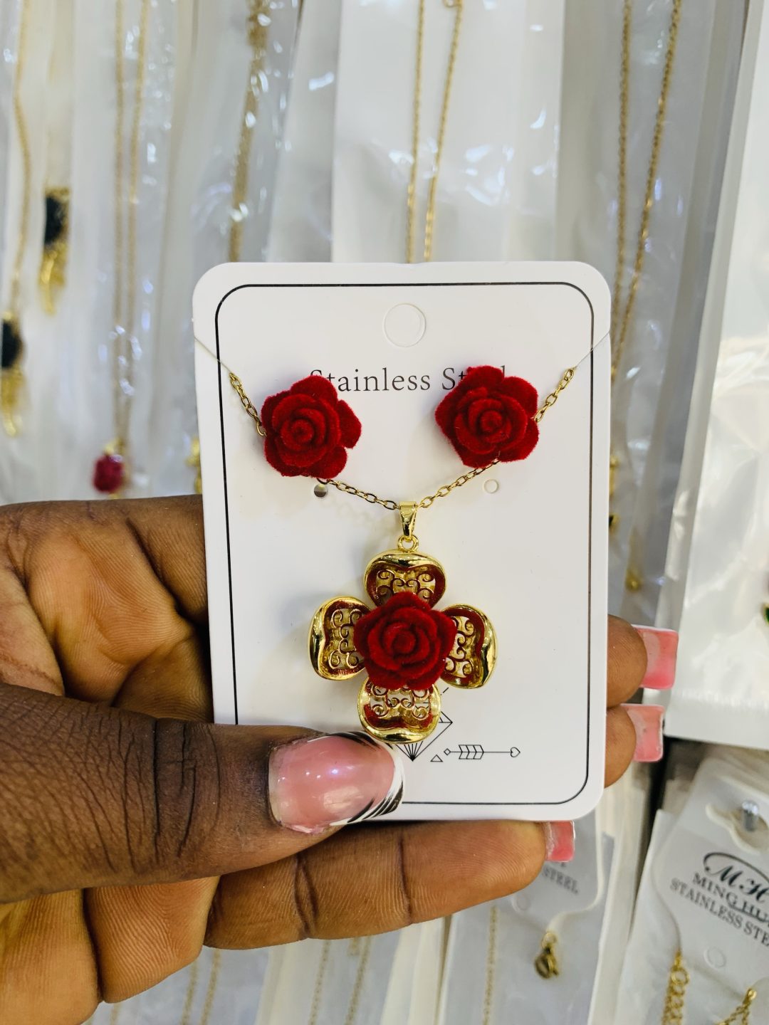 Flower dainty necklace set 004