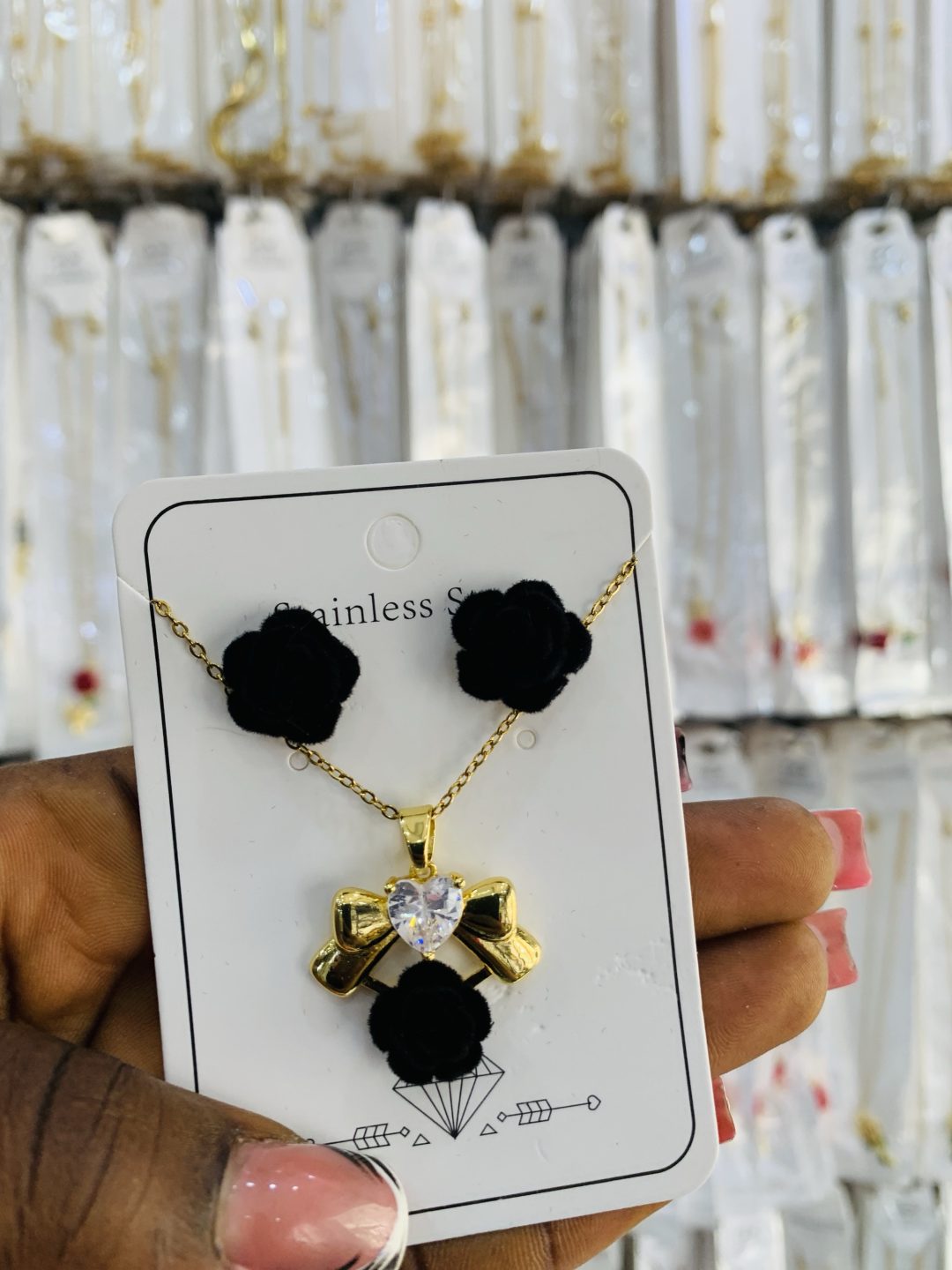 Flower dainty necklace set 005