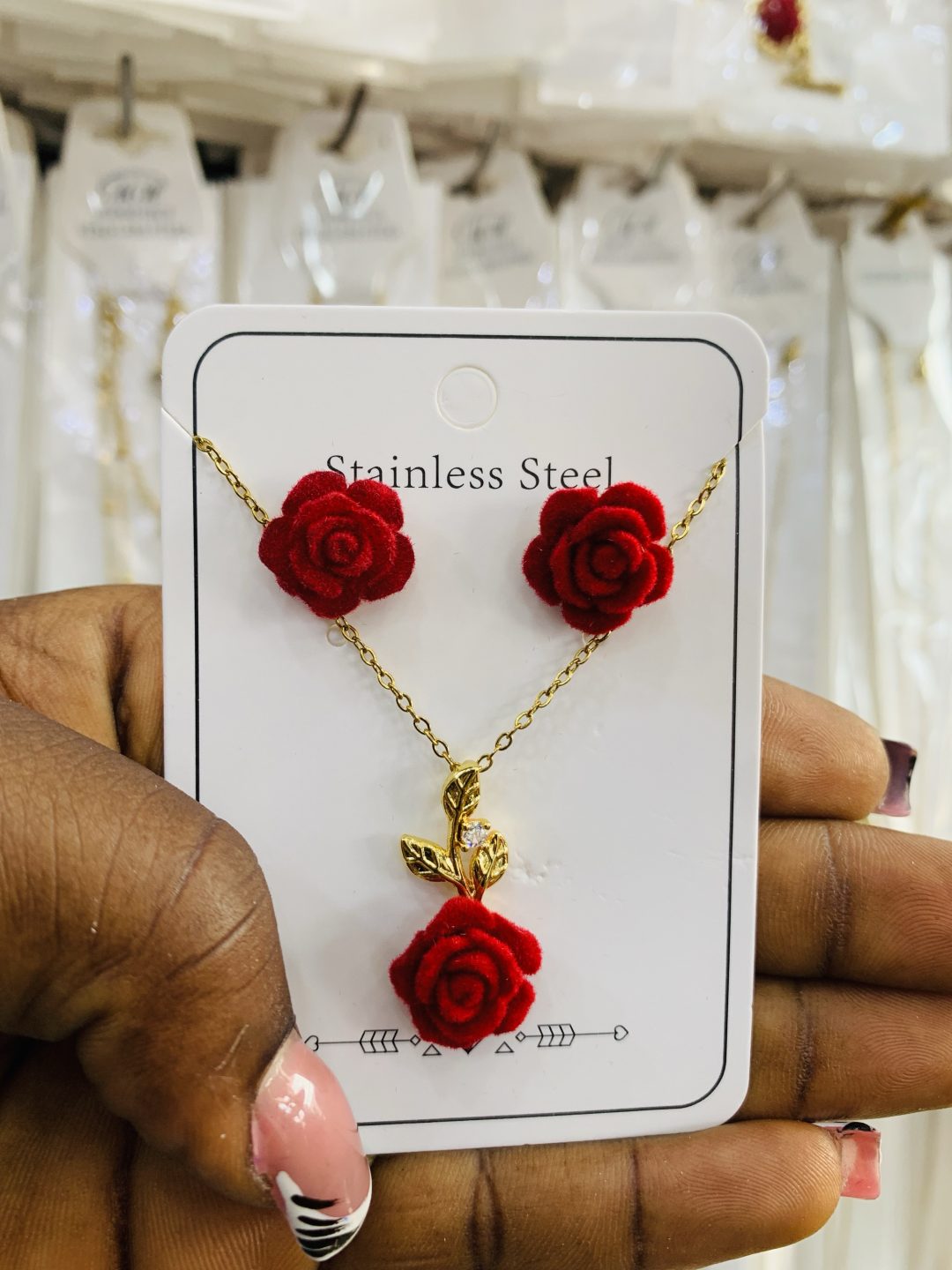 Flower dainty necklace set 011
