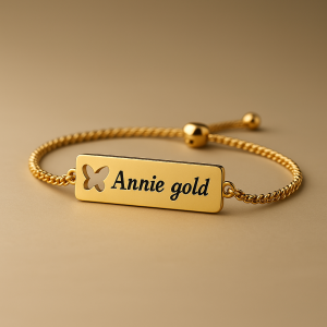 Engraved drawstring butterfly bracelet