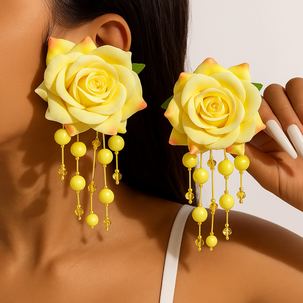 Yellow flower earrings