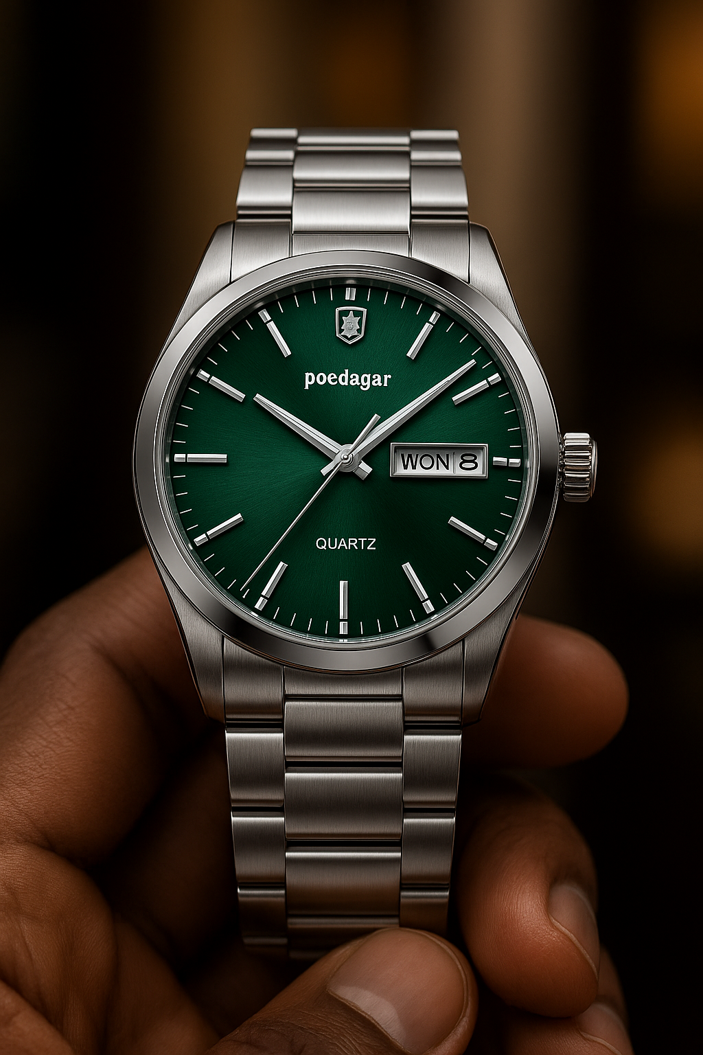 Poedagar silver green face