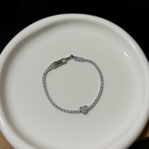 Original Cz white heart tennis silver bracelet