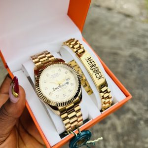 Engraved Gold Rolex presidential face combo no box