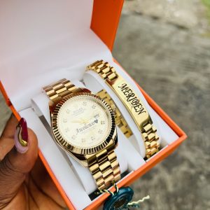 Engraved Gold Rolex presidential face combo no box
