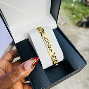 Engraved Gold mini Cuban bracelet