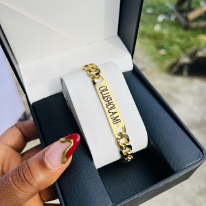 Engraved Gold mini Cuban bracelet