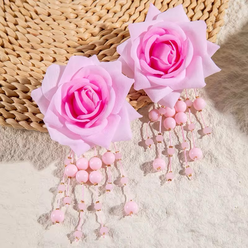Light pink flower earrings
