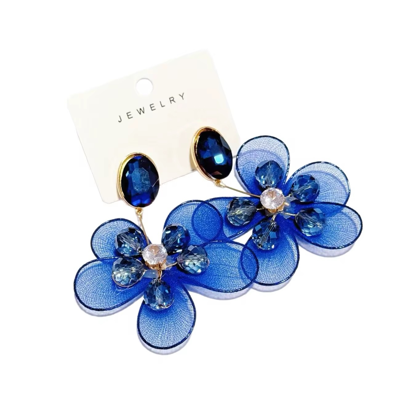 Blue wasp flower earrings