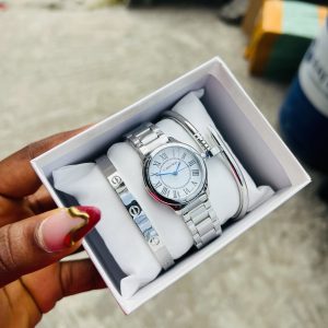 Cartier silver watch combo with paper box