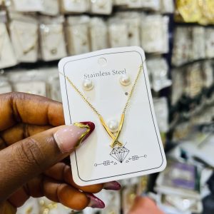 Steel necklace & earrings 005