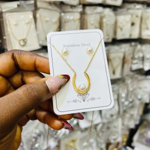 Steel necklace & earrings 003