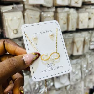 Steel necklace & earrings 002