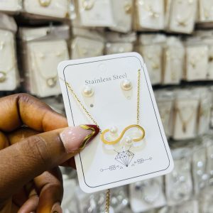 Steel necklace & earrings 002