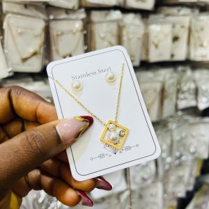 Steel necklace & earrings 001