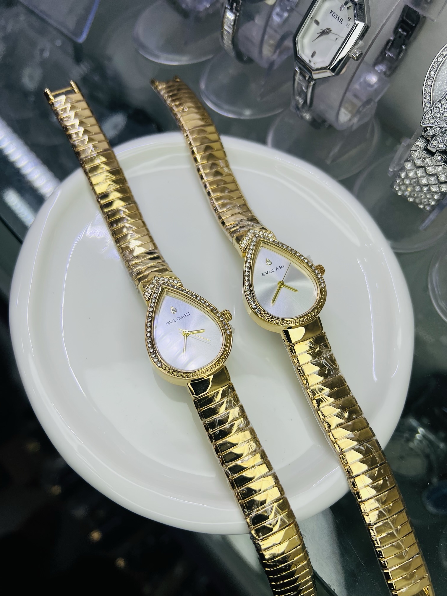 Bvlgari Gold white face watch