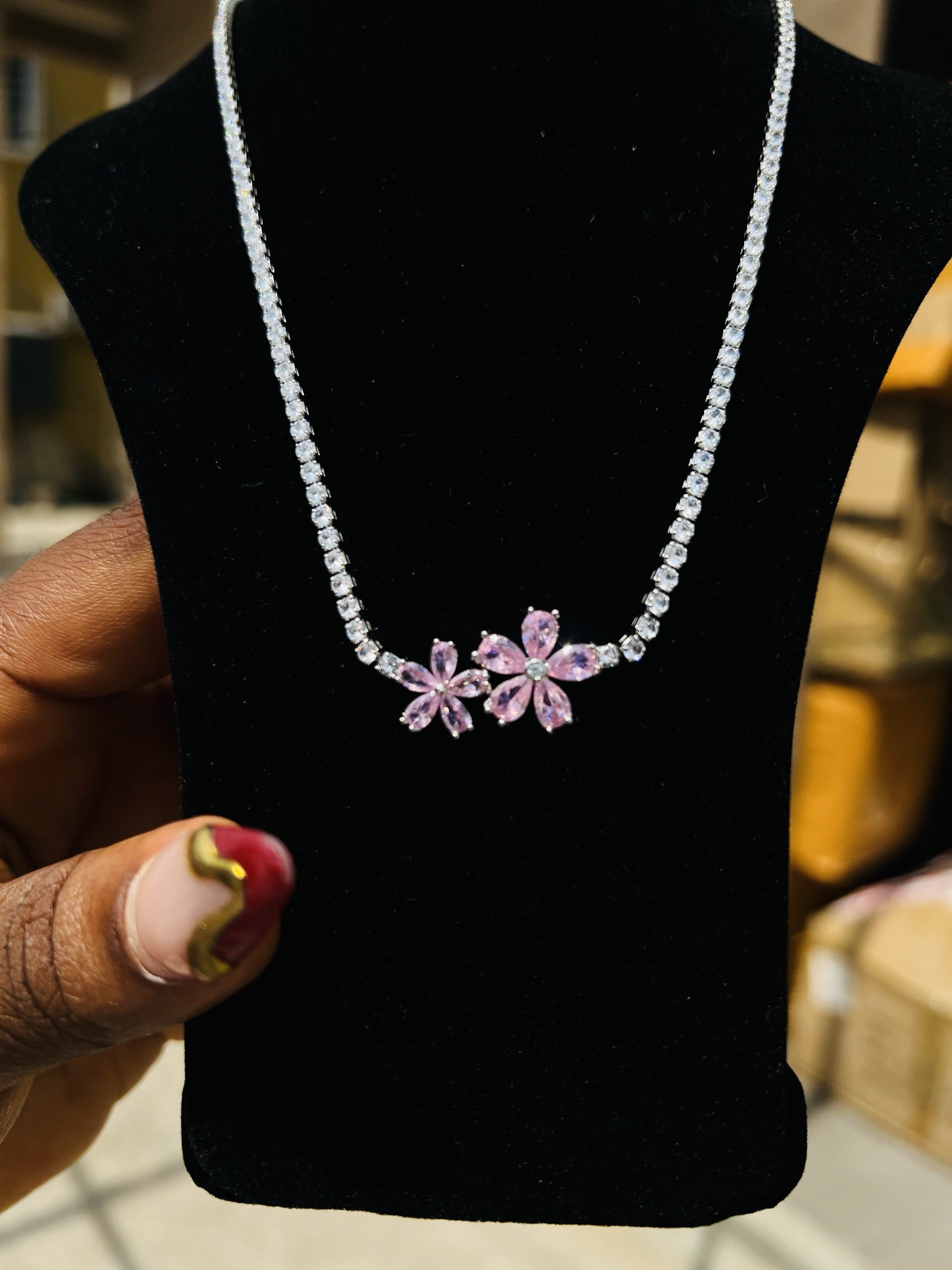 Tennis silver necklace 007