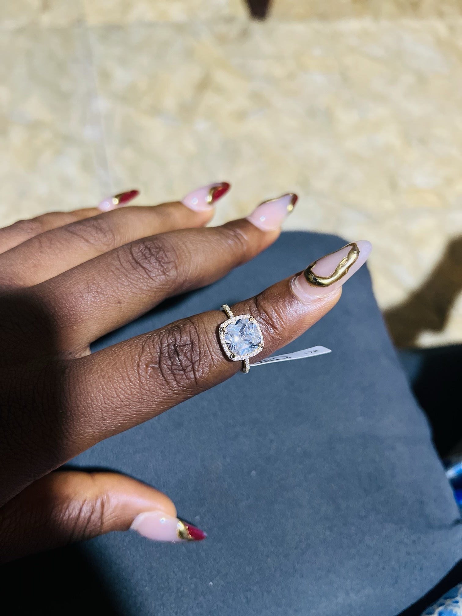 Cz gold adjustable ring