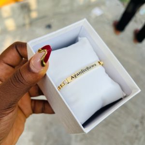 Engraved Simple unique gold bracelet