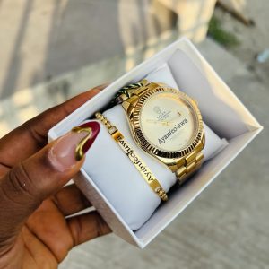 Engraved gold Rolex combo with exact box