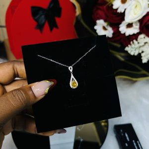 Cz rose quartz necklace