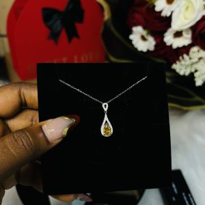 Cz rose quartz necklace