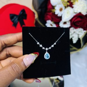 Cz aquamarine necklace
