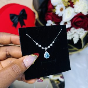 Cz aquamarine necklace