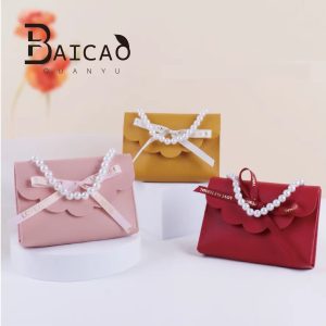 White pearl jewelry purse