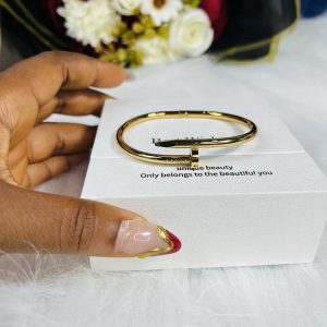 Gold nail bracelet