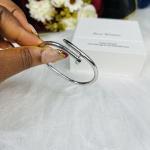 Silver nail bracelet