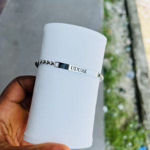 Engraved silver unique bracelet