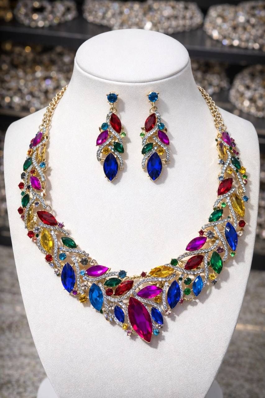 European crystal gem Necklace set 008